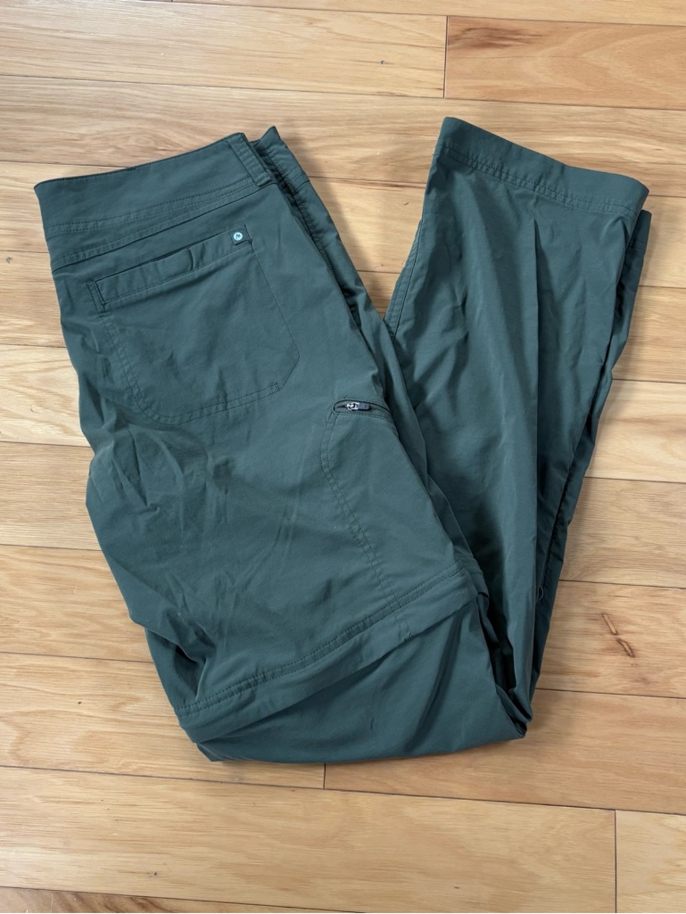 Marmot Lobo's Convertible Pants Womens Sz 10 Green Nylon Roll-Up Zip Off Shorts